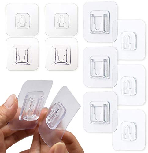 20 Pairs Double-Sided Adhesive Wall Hooks, Waterproof and Oil-Proof Wall-Sticking Hooks Without Punching and Nails Heavy-Duty Self-Adhesive Hooks for Bathroom and Kitchen