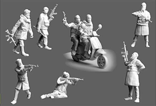 XINGCHANG Unlackierte Harzfigur im Maßstab 1:72 Syrien Oppositionsgruppen (8 Stück enthält Motorräder) Modellbausätze Militär Neu