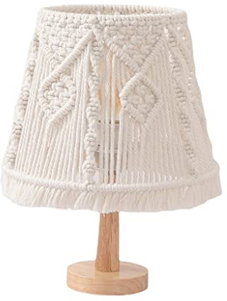 Baoblaze Lampada Lampada da comodino Boho intrecciata a luce notturna Arazzo Nappa Macrame Nordic moderno per camera da letto, arredamento da, A