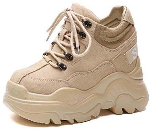 Zapatillas Chunky para Mujer Plataforma Walking Primavera Otoño Moda Casual Zapatos Deportivos Elegantes Encaje Up Muffin Sneakers