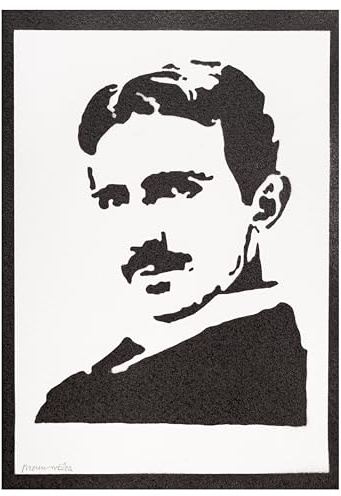 moreno-mata Echtes Handgemachtes Graffiti Nikola Tesla Aesthetic Poster & Kunstdrucke Bilder Plakat Handmade Deko Wandbilder Wohnzimmer Wanddeko Geschenke für Männer und Frauen