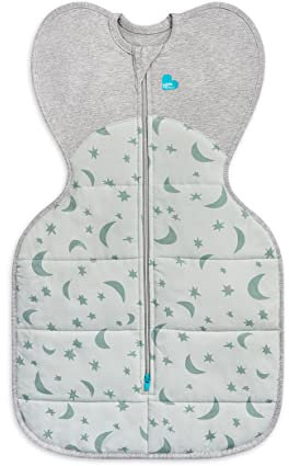 Love To Dream Pucksack, Baby Erstausstattung Medium (6-8.5kg), ideal für kalte Raum Temperaturen (< 16°C), Arme hoch Position, Von Hebammen empfohlen, einfaches Windelwechseln, Schlafsack Oliv