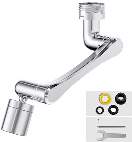 Faucet Extender Aerator,Solid Brass Kitchen Sink Tap Aerator 1440° Rotatable 2 Spray Mode Tap Spray Head Faucet Attachment for Kitchen/Bathroom (Silver)