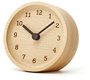 Lemnos Tischuhr Muku aus Buche/Analoge kleine Uhr zum Hinstellen ohne Ticken/Uhr Tisch in japanischer Qualität aus Holz gefertigt/Stehuhr batteriebetrieben