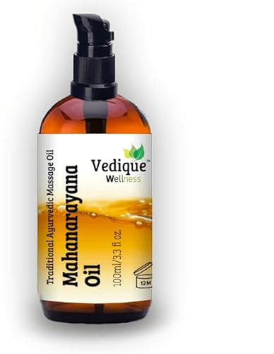 VEDIQUE Remedies Mahanarayana-Öl | 500 ml | 100 ml | über 50 Kräuter | klassisches ayurvedisches Massageöl für Muskeln und Gelenke | Vata Balancing | komplett natürlich
