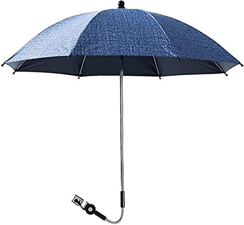 Barnvagn Parasoll Solskydd-barnvagn Paraply, 50+UV-skydd Paraply, 75 Cm Diameter Parasoll Paraply För Barnvagn, Barnvagn, Barnvagn, Barnvagn Sol Parasoll Med Justerbar Fästklämma (Color : Dark blue,