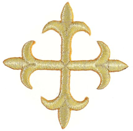 Holyart Croce gigliata Oro 8 cm termoadesiva