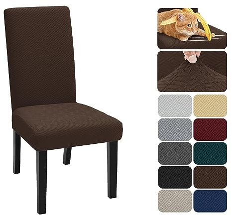 XINEAGE 2 Packs Newest Pattern Dining Chair Slipcover Parsons Chair Furniture Protector Stretch Chair Covers for Dining Room, Restaurant, Kitchen, Party (Coffee)