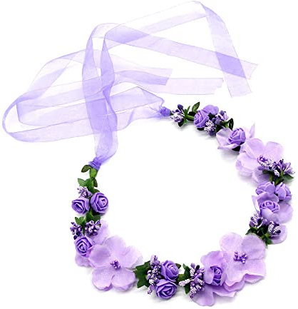 Corona di fiori, copricapo di ghirlanda di fiori di simulazione cerchietto di corona, ragazze fascia per cappello ornamento festa festival beach travle matrimonio accessori (viola)