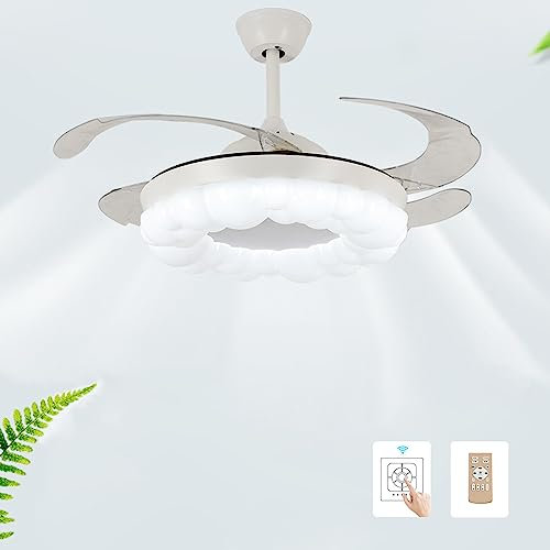 Ventiladores de techo con control remoto de luz e interruptor de pared, ventilador de velocidad del viento de 6 velocidades, control remoto, ventilador de techo de montaje empotrado for dormitorio ( S