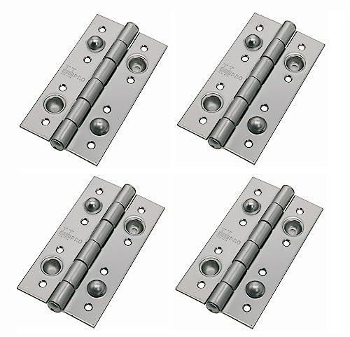 AZERODESIGN-Bisagras para Puertas Madera - Bisagra de Seguridad - Pack de 4 - Medidas 150x80x3mm, Varios Acabados, Cantos Cuadrados, Sin Remates - Niquel Satinado