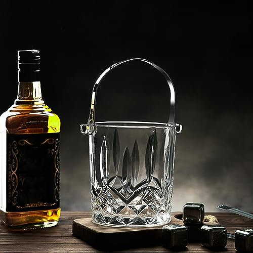 ZYFAB Plastique Transparent Seau à Glace,Cristal Acrylique Seau à Glace Seau à Champagne modèle Diamant Refroidisseur de bière de vin avec poignée pour Bar fête KTV,A