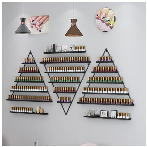 ZBJDX Set Mit 6 Dreieckigen Nagellackregalen, PräSentationsregal Aus Metall, Multifunktionales Kosmetikregal FüR Salon, GeschäFt Und Zuhause,Schwarz
