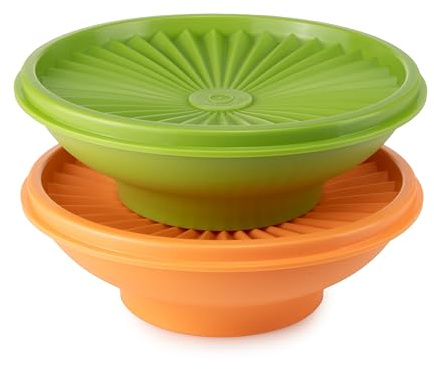 Tupperware Sonnenschüssel 400 ml orange + 400 ml grün Salatschüssel Servierschüssel Schale Schälchen(incl Käsemesser Haushaltshelfer)