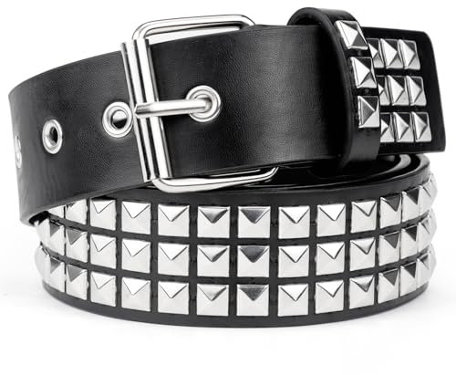 Rierousy Y2K Gürtel, Nietengürtel Damen Schwarz, Punk Gürtel Damen, Nietengürtel Herren Geeignet für Frauen und Männer Gothic-Kleidung Zubehör