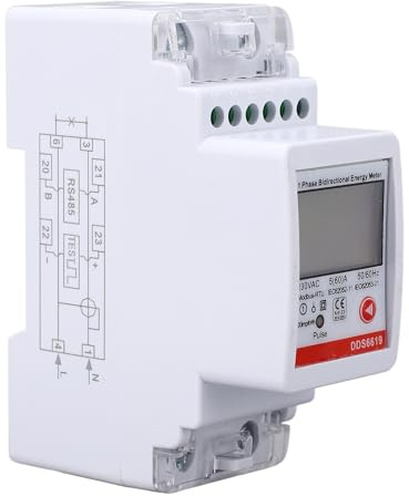 Compteur D'énergie KWh monophasé Rail DIN 2P avec Affichage Multifonction et Protocole Modbus Compteur Bidirectionnel AC230V 5(60) A