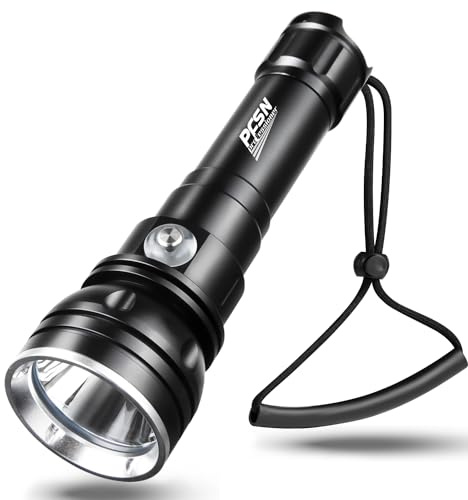 PFSN Scuba Diving Torch Rechargeable - 3000 Lumens Dive Torch, 150M Underwater Flashlight Waterproof, 400m Long Throw Spot & Wide Beam Dive Light with 3 Mode Best for Submersible Snorkeling, Caving