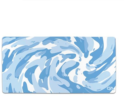 GutzyAiden Swirl XXL Gaming Mouse Pad | 36 x 18 | Hybrid Polyester Fabric Top | Non-Slip Rubber Base | 4mm Thick (ICY Cyan Swirl)
