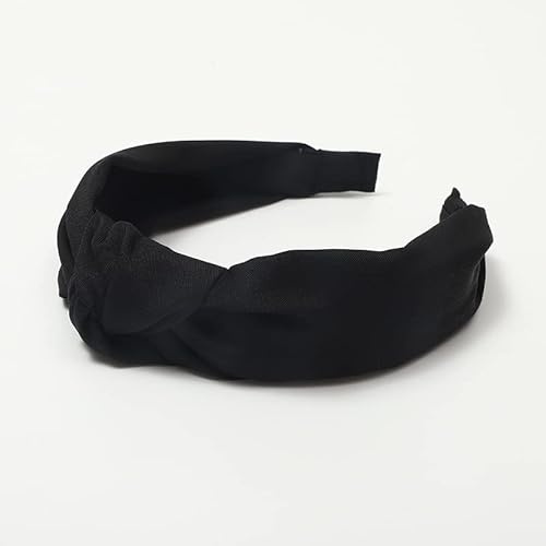 SYSUII 1 Stück Haarreif mit Knoten - Damen Vintage Breite Haarreifen Stirnband Haarschmuck Haarreifen Headwraps Zubehör Elastische Haarbänder Kopfband Kopfbedeckung Frauen Mädchen -Schwarz