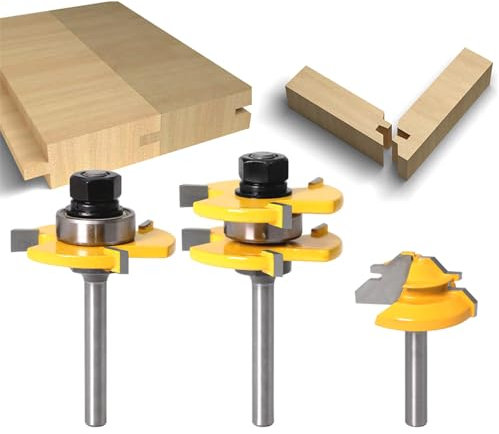 Wilsonzin 3pcs Zungenschaft und Nutfräse Set,T-Track Slotting Fräser Router Bit Set,Scheibennutfräser Holzschneider Werkzeug Fräser Set für DIY Graviermaschine Trimmmaschine Holzbearbeitung