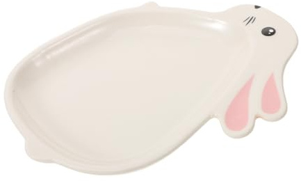 Mikinona Bunny Rabbit Ceramic Plate Porcelain Dessert Plate White Easy to Store Long Serving Time for Dining and Bars