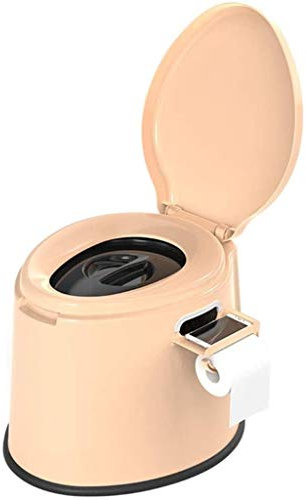KCUZO Light Small Portable Toilet with Seat Lid Handles and Roll Holder Compact Waste Solution for Indoor and Outdoor Loo Use Caravan(Brown)