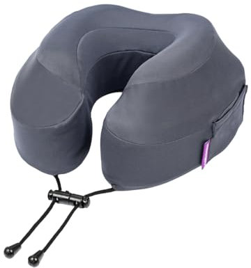 Cabeau Evolution Plus Travel Neck Pillow - Memory Foam Neck Support - Comfort On-The-Go for Airplane, Train, and Car - Slate