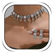 Harry and Henry Set di gioielli indiani per le donne tradizionali bohémien set di gioielli da sposa abiti indiani per le donne ossidato etnico partito Prom Wear abiti, Metallo, Nessuna pietra preziosa