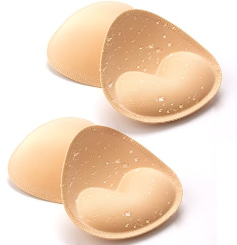 Nimiah Maillot de bain imperméable - Coussinets de soutien-gorge - 2 paires - Inserts push-up pour femmes - Cousues - Rembourrées - Pour bikini - Soutien-gorge de sport - Convient, Beige Heart, A