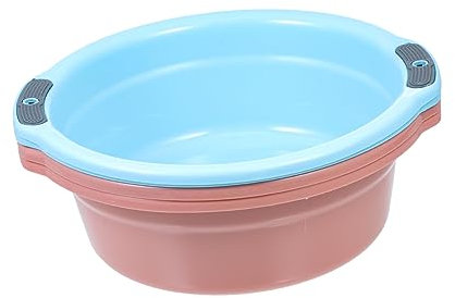 MAGICLULU 4pcs Double Handles Washbasin Kitchen Sink Bath Basin Vegetable Wash Bowl Storage Basin Easy Hanging Cleaning Random Color