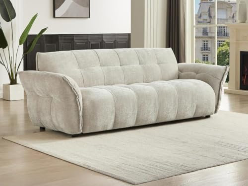 Vente-unique - Dreisitzer-Sofa aus beige chiniertem Stoff NAPIZO