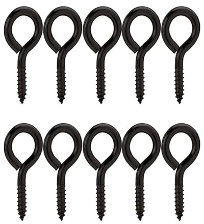 GAJUS 10 Stück schwarze Edelstahl-Ösenschrauben, M6 80 mm Schraubösen, Ösenschrauben, Ösenhaken für Hängematten, Markisen, Hängesessel, Schaukelstühle, Befestigungskabel, Hängekörbe