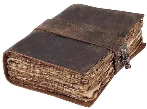 Vintage Leder Tagebuch Rustikales Braun A5 Notizbuch 200 Seiten Ledergebundenes Buch der Schatten Kunst Tagebuch Reise Notizbuch Skizzenbuch Rezept Notizbuch (17,78 x 12,7 cm)