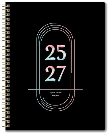 Monatsplaner 2025-2027, Juli 2025-Juni 2027, A4 (21,6 x 27,9 cm), 2-Jahres-Monatsplaner, 24-Monatskalender, einfacher Kalender, Notizbuch, Kartoneinband, geeignet für Schulen & Büros, Schwarz