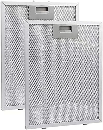 Lot de 2 filtres argentés pour hotte aspirante - 305 x 267 x 9 mm - Filtre à Graisse métallique de Rechange - Grille en Aluminium pour hotte aspirante de Cuisine