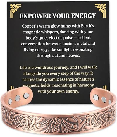 MagEnergy 99.9% Pure Copper Magnetic Bracelet, 6 Magnets Cuff Bangle
