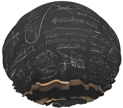 Math Formula -Print Extra Large Waterproof Shower Cap-Double Layer Protection For Long/Curly Hair - Reusable & Travel Friendly.