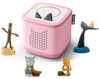 Toniebox 2 Audio Player Julia Donaldson Bundle for Kids 3+ with Stick Man, Snail and Whale, Gruffalo’s Child, and Tabby McTat - Cloud Pink