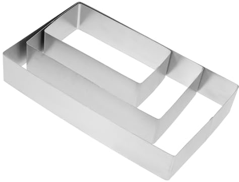 FIXOSHEE Anelli per Torta Riutilizzabili Set 3 Stampi per Mousse in Acciaio Inox Rettangolari e Taglia Tiramisù, Resistenti alle Alte Temperature per Pasticceria e Cottura Domestica