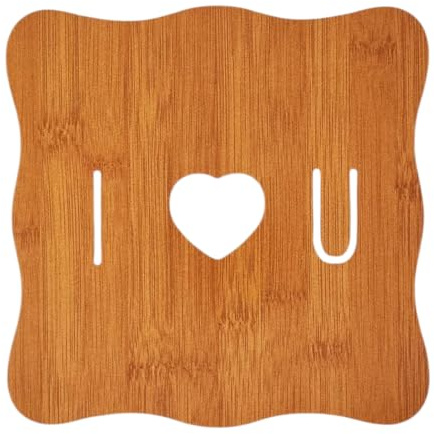 Sottopentola Quadrato Motivo I Love You Anticalore in Bambù Misure 20x20cm