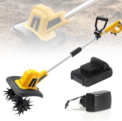 VNATWGOO Motozappa Ricaricabile da Giardino, Coltivatore da Giardino A Batteria, Larghezza di Lavoro 22 Cm, profondità 16 Cm