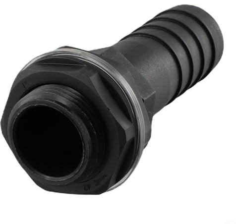 Zilimontt Conector de desbordamiento de pulgadas con tuerca y arandela para tanques de almacenamiento de agua y barriles de lluvia, compatible con tubo de desbordamiento de pulgadas, rosca BSPM de 3/4