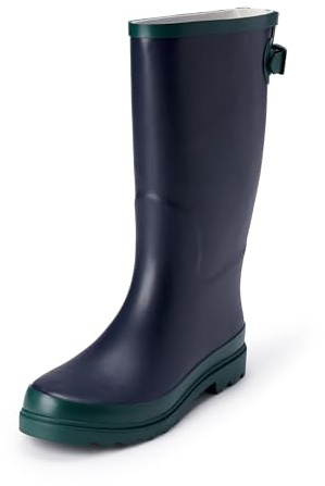 Amazon Essentials Women's Waterproof Tall Rain Boot with Adjustable Buckle, Navy, 7