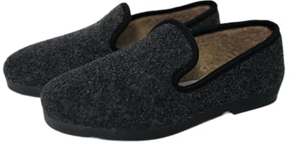 COZSERIES Zapatillas Casa Hombre Invierno Cerradas Cómodas Pantuflas Interior Exterior Paño Sintético Cuña 2.5cm Calientes Ligeras Suela Caucho Antideslizante Modernas Prácticas Diario Talla 43 NEGRO