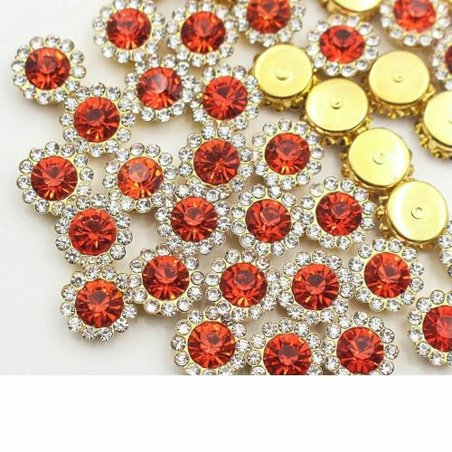 30-100 cuentas de flores para coser, cristales brillantes, piedras de estrás, para manualidades, costura de ropa, gemas, jacinto, 14,0 mm, 100 unidades