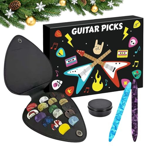 Jul nedräkningskalender - advent, musikal för barn, gitarrplektrum med festlig design, semestertillbehör, kalender för tonåringar, nybörjare akustisk elektrisk bas ukulele och festgåvor