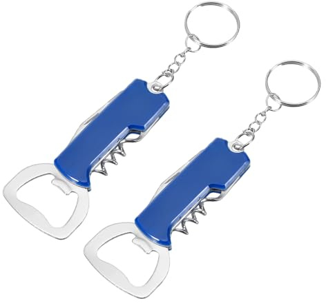 sourcing map 2 Pcs Wine Opener, Bottle Opener Keychain, Durable Stainless Steel Waiter's Corkscrew, Compact All-in-One Home Bar Tool for Bar, Party, Wedding, Home, Travel, Blue