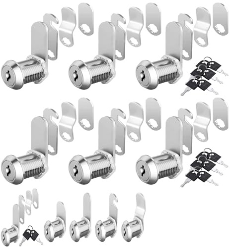 Idota 6 Stück Briefkastenschloss 30mm, Spindschloss mit Schlüssel | 4 Verschiedenen Schließblechen für schrank, Schrankschloss und Möbelschlösser (30MM)