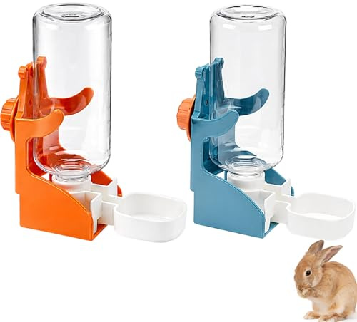 2PCS Rabbit Water Bottle, Rabbit Water Dispenser, Guinea Pig Bottle, Hanging Water Fountain for Small Pets, Easy to Install and Clean