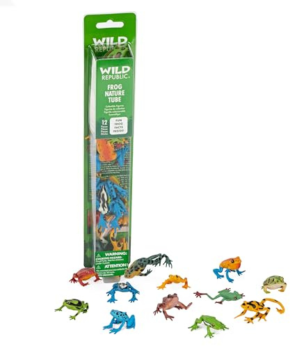 Wild Republic Frog Nature Tube, Amphibian Figures, Frog Toys, Educational Toys for Kids, 12-Piece